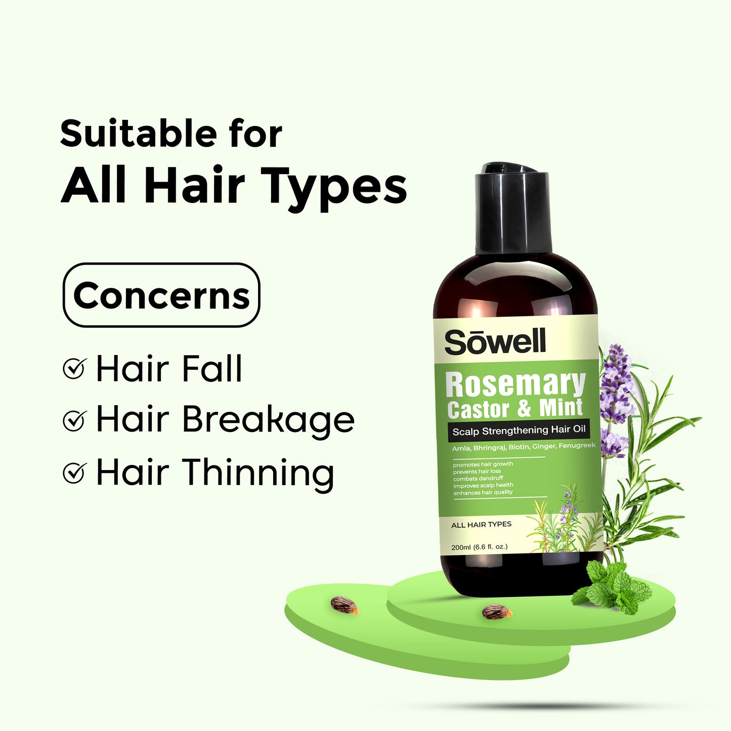 Rosemary Castor Mint Hair Oil 200ml