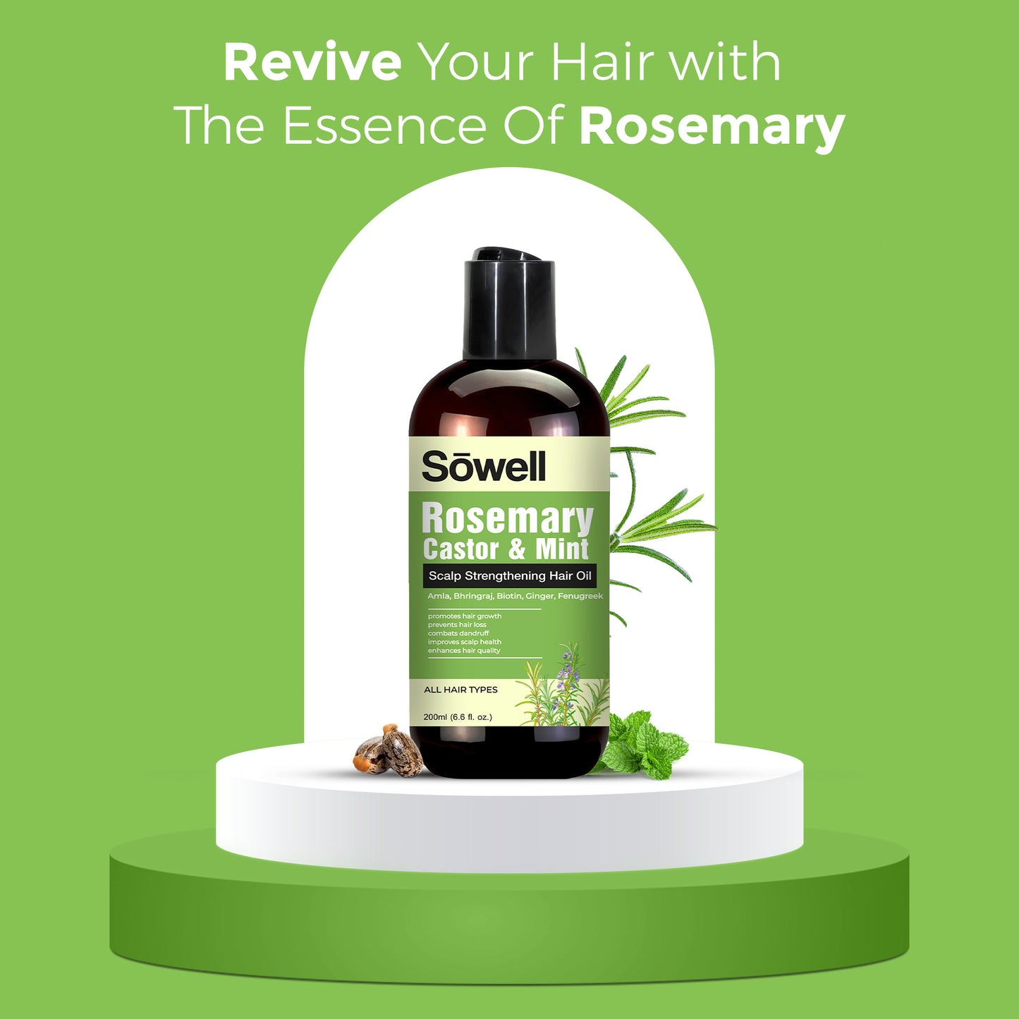 Rosemary Castor Mint Hair Oil 200ml