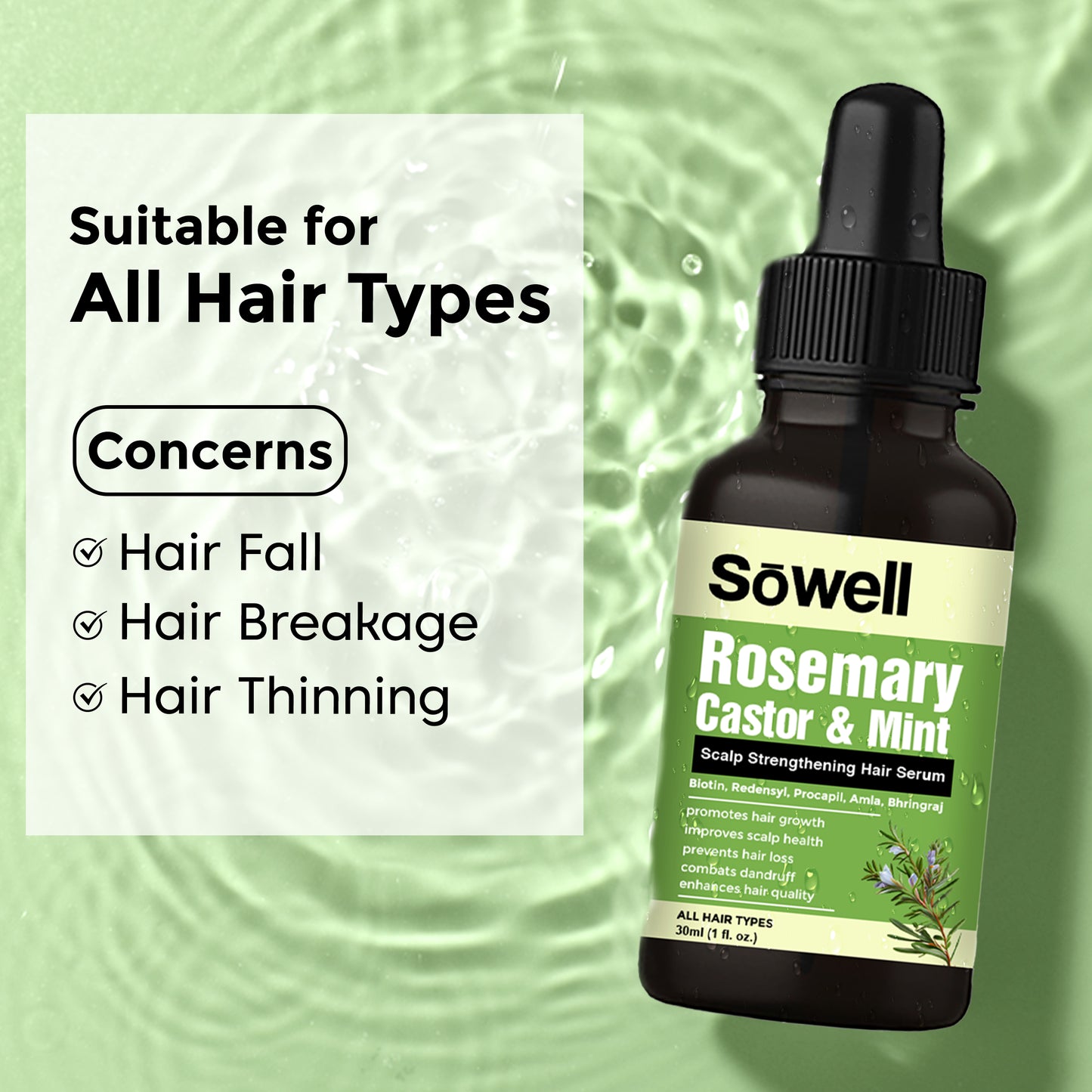 Rosemary Castor Mint Scalp Strengthening Hair Serum 30ml